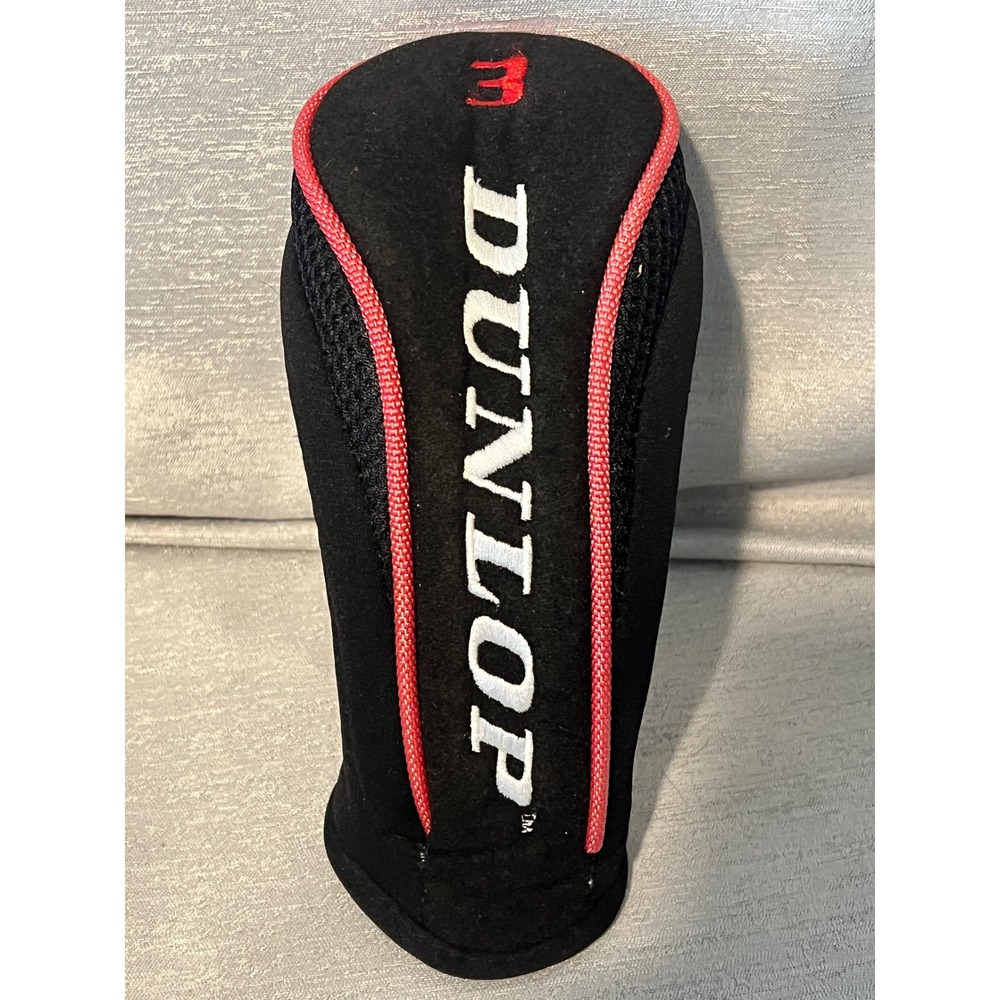 Dunlop 3 Fairway Wood Golf Club Headcover Black Red Neoprene Mesh Protective